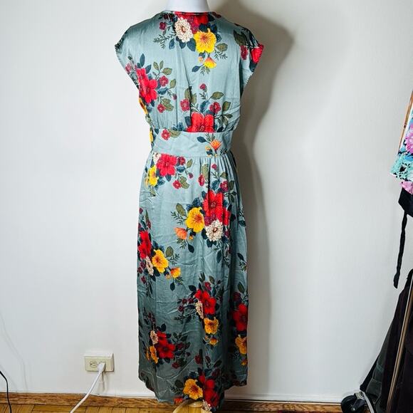 Zara Green Floral Satin Shorts Jumpsuit - Picture 10 of 11